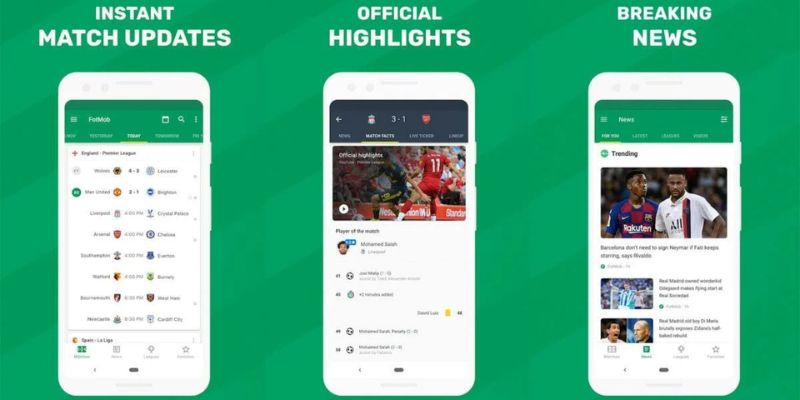 Những tính năng tuyệt vời của livescore app